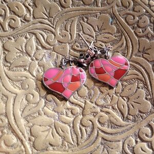 Swatch Y2k Pink And Red Heart  Mosaic Earrings